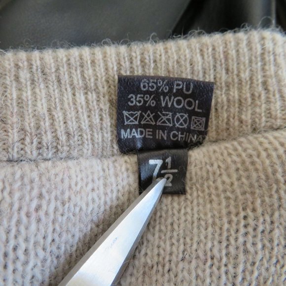 Womens Size 7.5 Driving Gloves Faux Black Leather Wool Knit Lined NEW - Picture 5 of 8